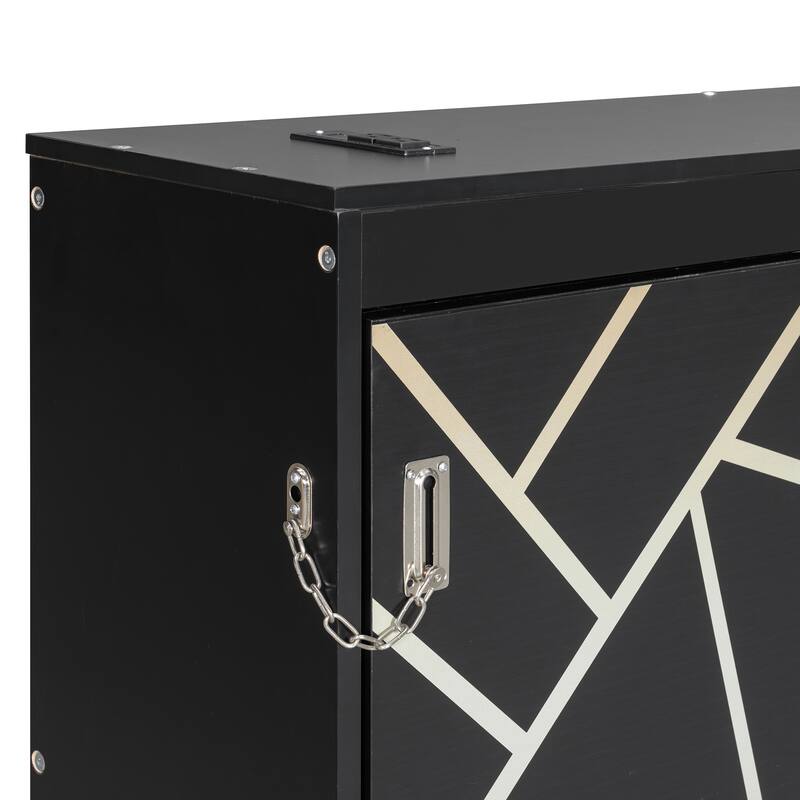 SideFold Murphy Bed with Geometric Art Panels, USB Power Hub & LED Glow by Harper&Bright Designs