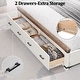 preview thumbnail 5 of 53, Farmhouse Wood Bed Frame with 54" Tall Headboard, 2 Large Drawers