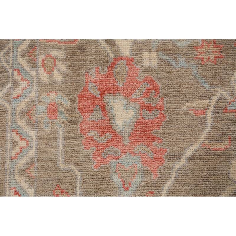 Hand Knotted Oriental 100% Wool Carpet Transitional All-Over Brown Oushak Area Rug - 8' 11'' X 6' 2''