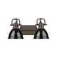 preview thumbnail 2 of 0, Yep by Golden Lighting Duncan 2-light Vanity in Rubbed Bronze and Black shade