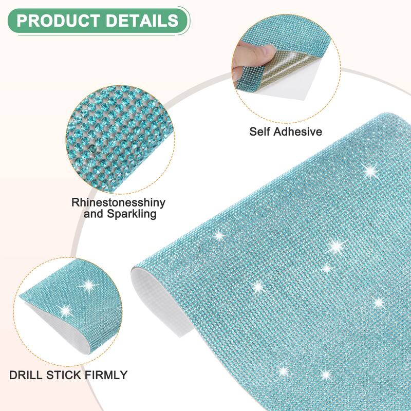 1 Roll Crystal Rhinestone Ribbon, for DIY - Lake Blue - 15.75 Inch x 9.45 Inch