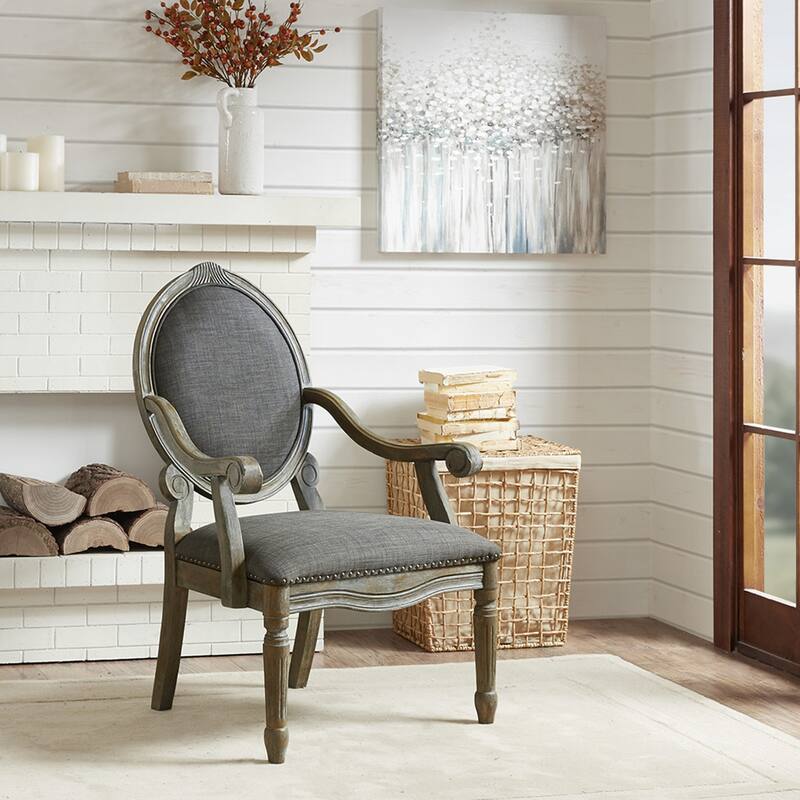 Madison Park Cole Grey Exposed Wood Arm Chair