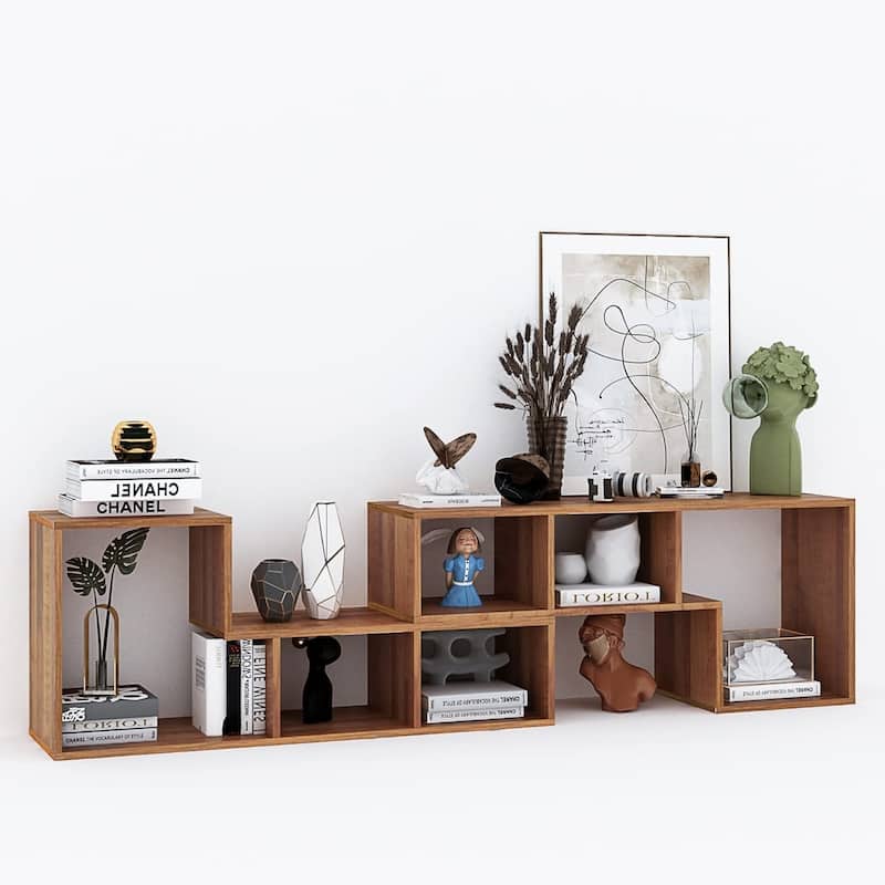 Grondin 2-Piece L Shaped TV Stand, Multi-Functional Free Combination Media Console Bookshelf for Living Room Bedroom