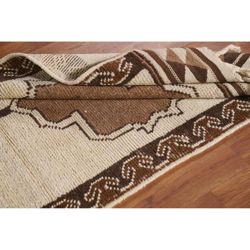 Beige Anatolian Runner Rug Hand-knotted Wool Carpet - 3'2"x 11'10"