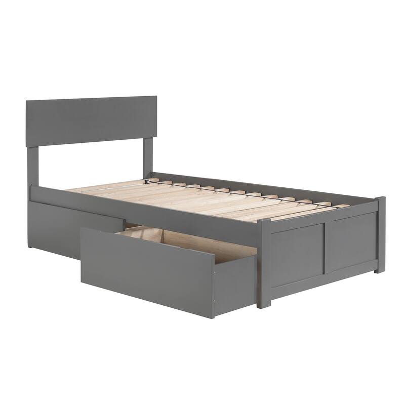 Platform Bed - Storage Drawers & Flat Panel Footboard - Modern Bedroom Furniture