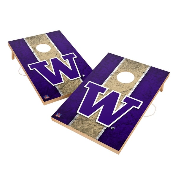 slide 2 of 6, Vintage Washington Huskies 2x4 Tailgate Cornhole Boards Include Carrying Case