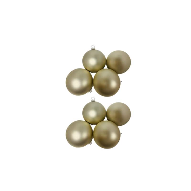 Matte Glass Christmas Ball Ornaments 3.25" 80mm Champagne Gold 8ct