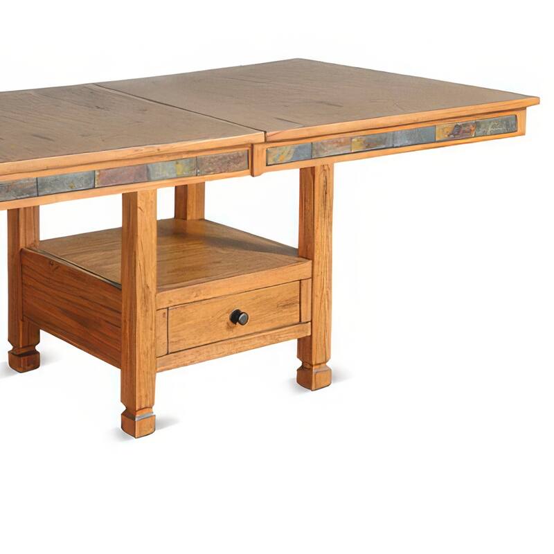 Marv Extendable n Dual Height Dining Table, 72-84 Inch Top, Brown