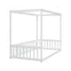 preview thumbnail 7 of 6, Twin Size Canopy Frame Floor Bed with Fence, Guardrails,White