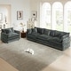 preview thumbnail 63 of 162, Cloud Chenille Upholstered Modular Sectional Sofa with DIY Combination Design Gray 3-Seater Sofa+Accent Chairs
