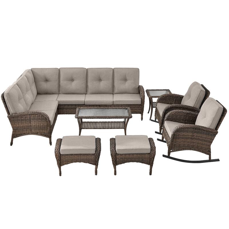 Outdoor Sectional Sofa Rocker Chair Table Ottomans