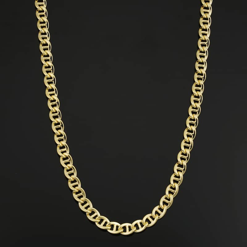 14k Yellow Gold Filled 6 mm Mariner Link Chain Necklace For Men and Women