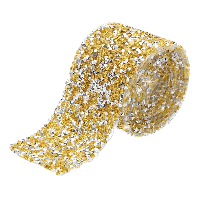 1 Roll 1 Yard Self Adhesive Crystal Diamond Ribbon Silver Base