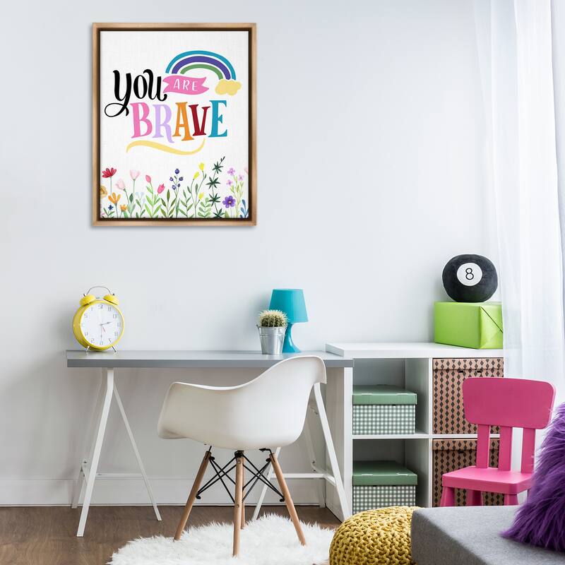 Stupell You Are Brave Encouragement Framed Floater Canvas Wall Art Design By Kim Allen