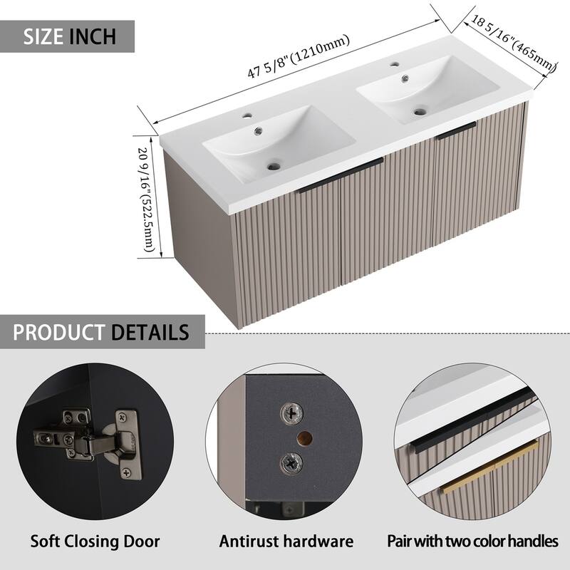 Wall Mounted Bathroom Vanity with Resin Sink