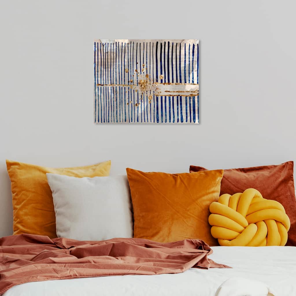 Wynwood Studio Abstract Love Force Field Blue and Metallic Gold Modern & Contemporary Wall Art Canvas Print