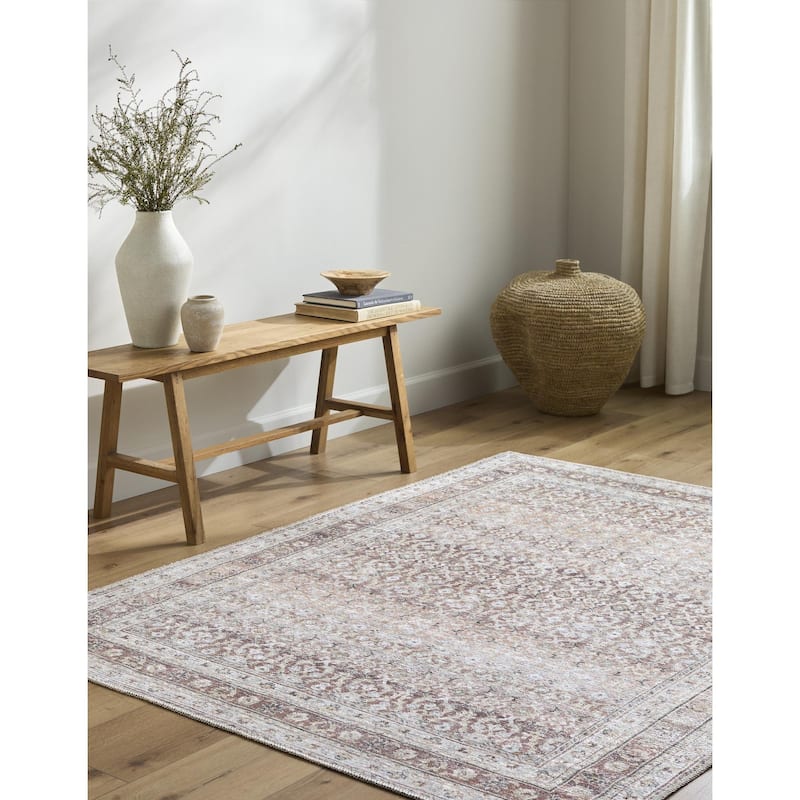 Livabliss Vinny Traditional Border Indoor/Outdoor Area Rug - Brown/Beige - 2' x 2'11"