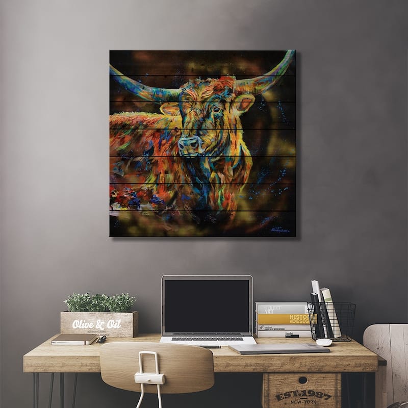 The Boss Print On Wood by Lindsey Dahl - Multi-Color