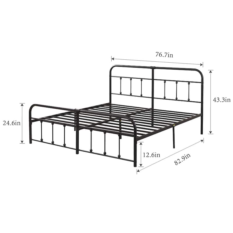 Javlergo Modern Platform Bed Frame Twin/Full/Queen/King Size Metal Bed with Headboard and