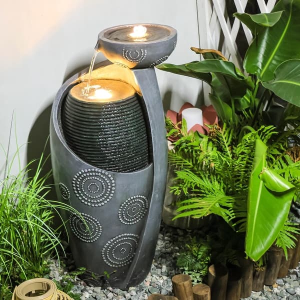 Water Fountain Outdoor Garden Indoor Glazed Vase Bowl Cascading 31.4