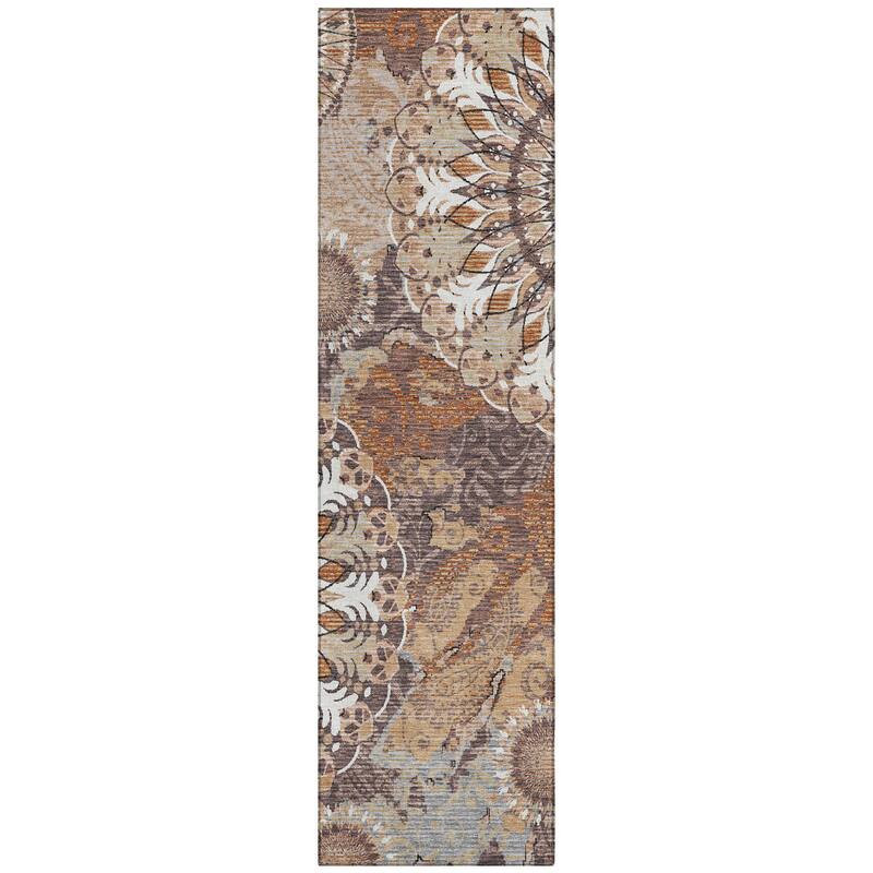 Machine Washable Indoor/ Outdoor Traditional Pinwheel Chantille Rug