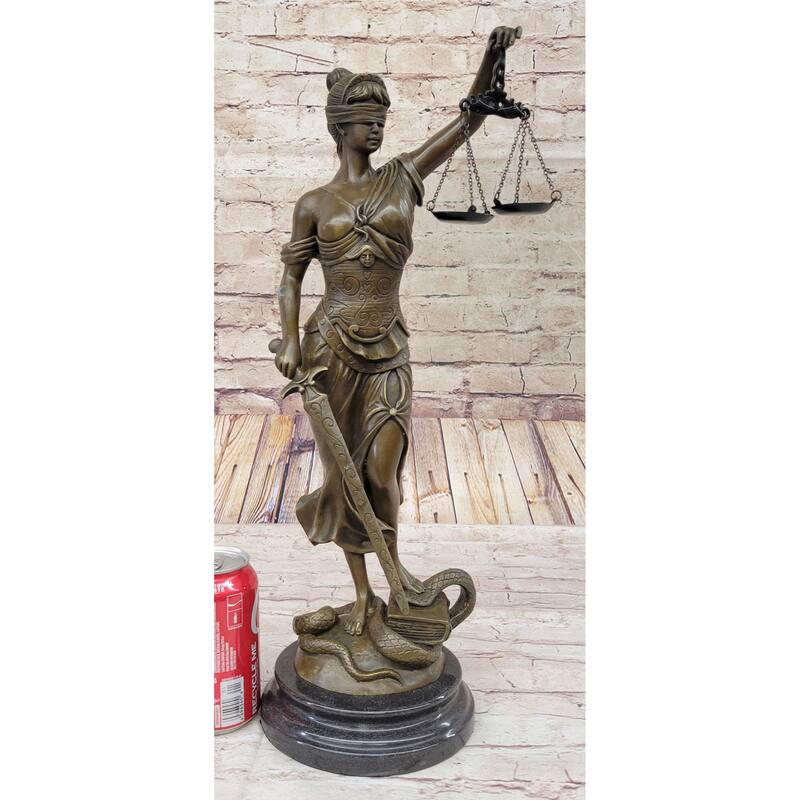 Themis Lady Justice Bronze Statue Sculpture Figure Lawyer Attorney Decor 19 Inches X 8 Inches
