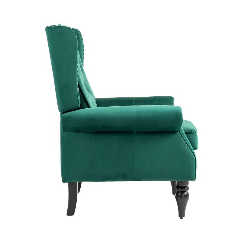 Transitional Wingback Accent Chair Armchair with Sturdy Wood Legs