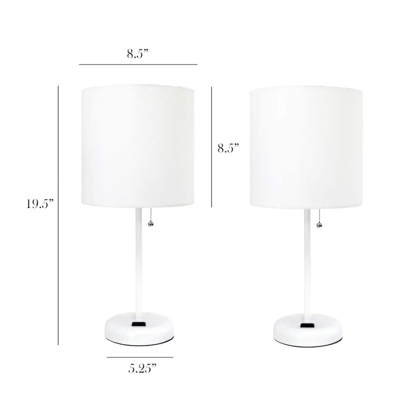 Simple Designs 19.5" 2 Pack Table Desk Lamp Set with Charging Outlet - 19.50