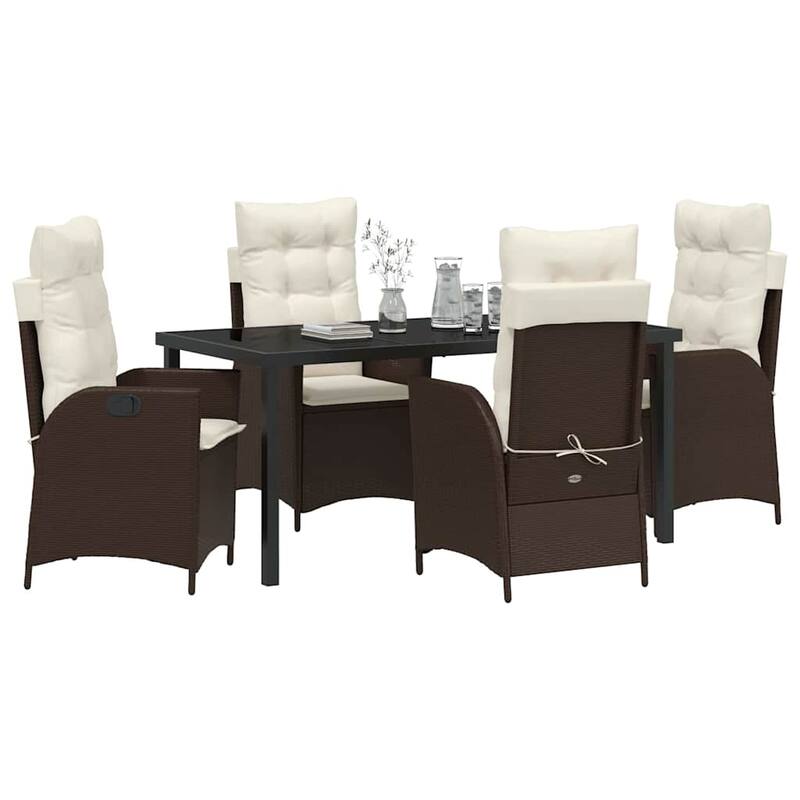 vidaXL Garden Dining Set with Cushion Poly Rattan