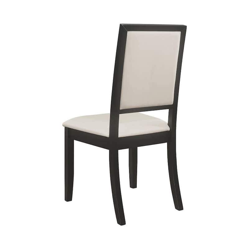 Set of 2 Upholstered Dining Side Chairs Black and Cream