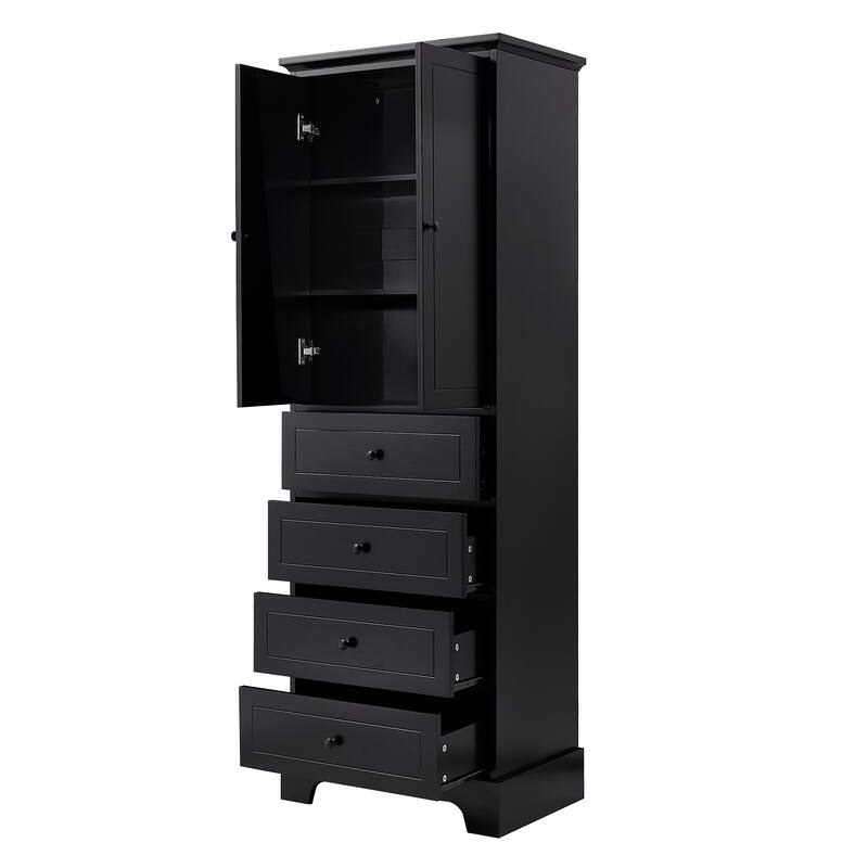 GDFStudio - Evelyn Tall Storage Cabinet with Drawers and Adjustable Shelving for Multi-Room Organization