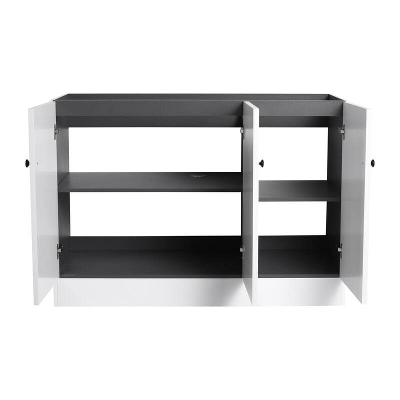 Modern 48 Inch Freestanding Bathroom Vanity Base without Sink, Storage Cabinet with Soft-Close Doors and Adjustable Shelves
