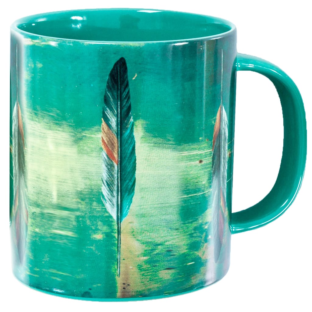 Paseo Road by HiEnd Accents Tossed Feather Design Mug Set, 4PC