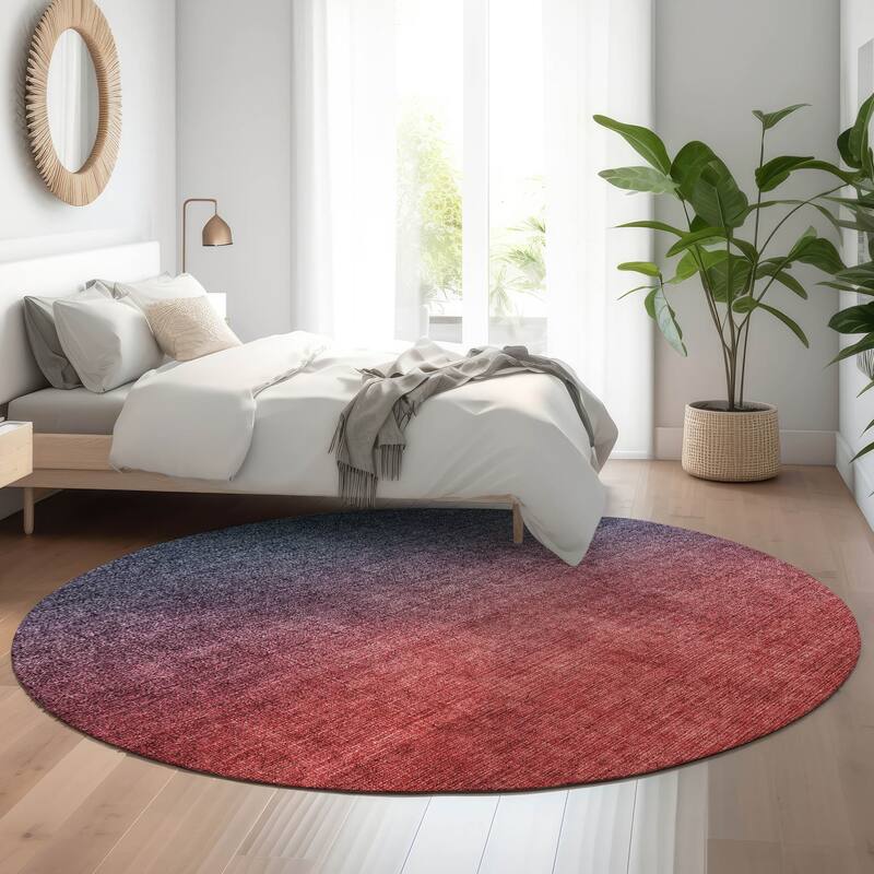 Premium Washable Super Soft Modern Ombre Mayfield Rug - Navy - 8' x 8' - Round