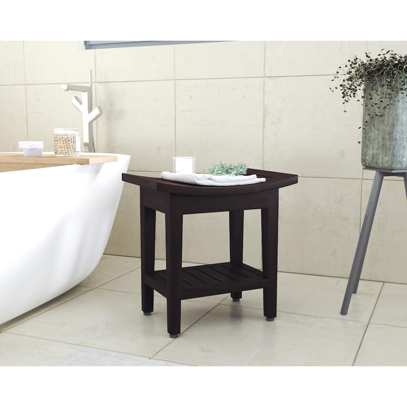 Patented Maluku Teak Shower Bench with Shelf