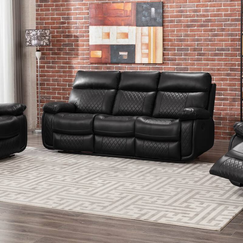 Contemporary Living Room Faux Leather Upholstered Sofa - Black