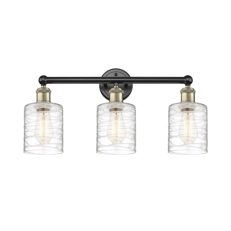 Innovations Lighting 616-3W-12-23 Cobbleskill Vanity Cobbleskill 3 - Black Antique Brass / Deco Swirl