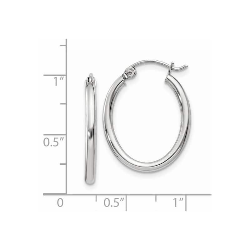 Curata 14k White Gold Polished 19x2mm Oval Tube Hoop Earrings