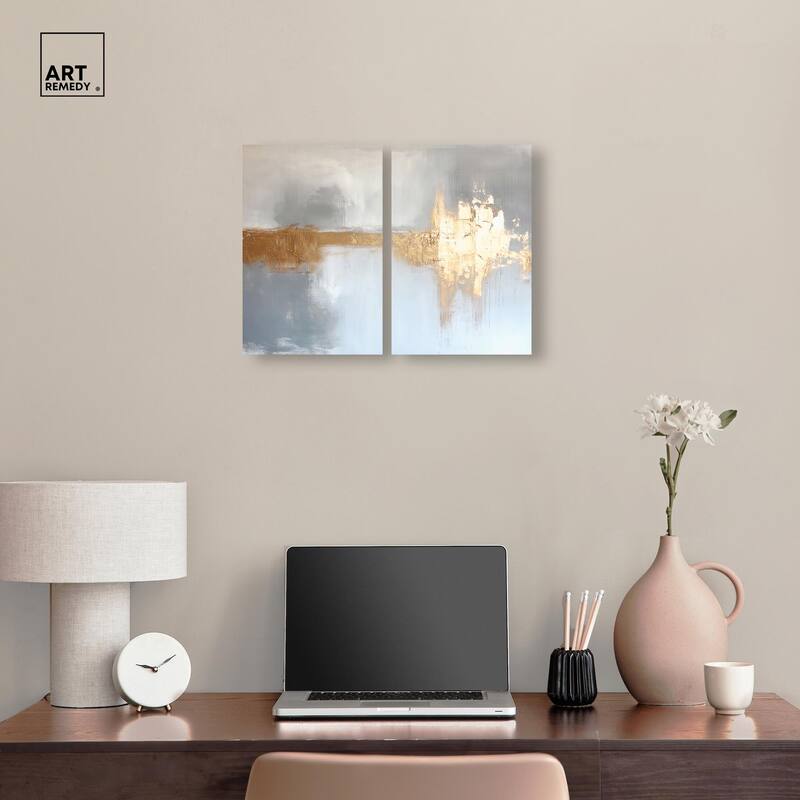 Serenity in Gold I Canvas Set of 2 by Art Remedy, Gallery Wrapped