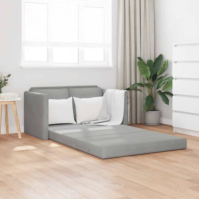 vidaXL Floor Sofa Bed 2-in-1 Light Grey 122x204 x 21.7 " Velvet - 122 x 70 x 21.7 "