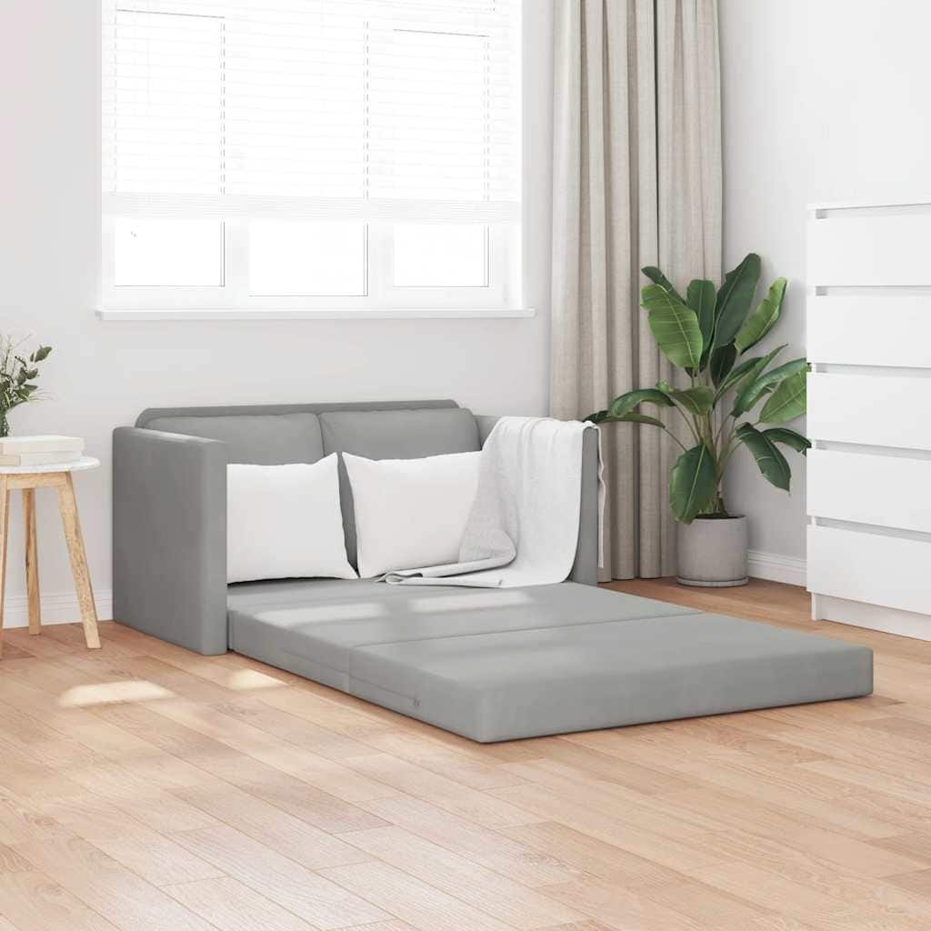 vidaXL Floor Sofa Bed 2-in-1 Light Grey 122x204 x 21.7 " Velvet - 122 x 70 x 21.7 "