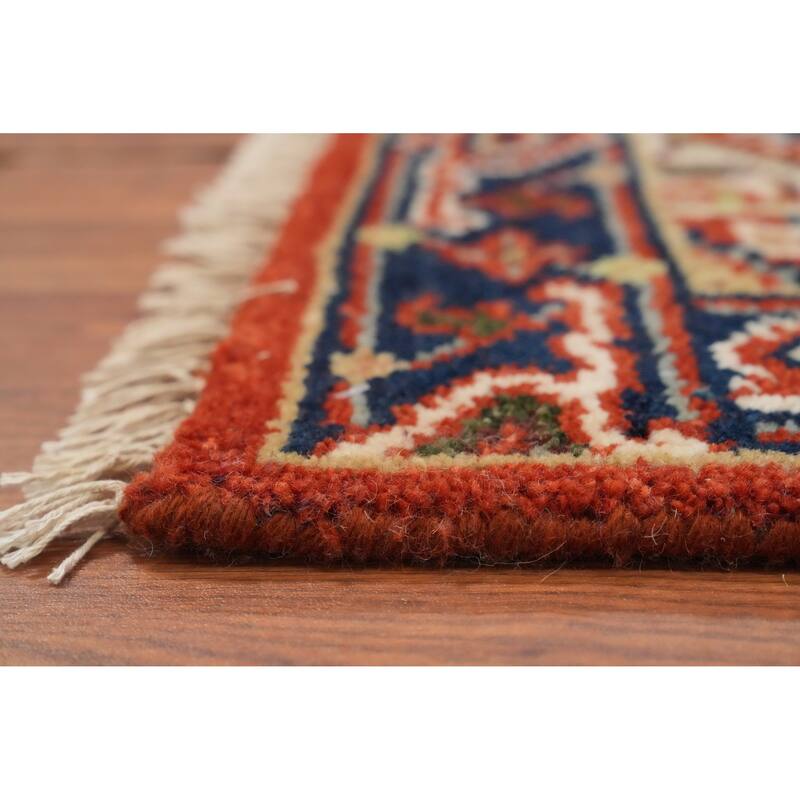 Hand Knotted Oriental 100% Wool Carpet Traditional Medallion Oranges & Rust Heriz (serapi) Area Rug - 3' 0'' X 2' 0''