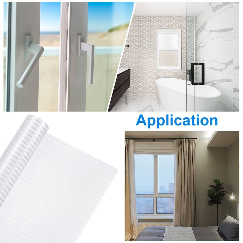Window Privacy Film, Window Film Vertical Stripes Pattern - White