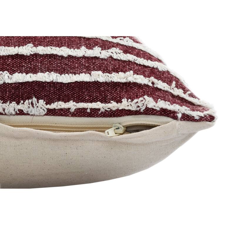 20" Red and Cream Wispy Ways Square Throw Pillow