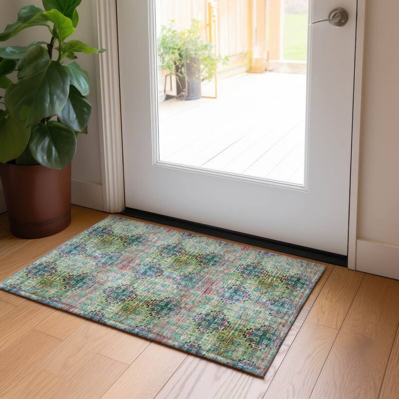 Alnalu Botanic Elegance Weather Resistant Versatile Elegance Runner Outdoor Rug