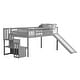 preview thumbnail 3 of 4, Grey Twin Size Pine Wood Loft Bed with Slide and Guardrails