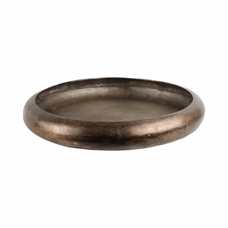 Decorative Round Shallow Bowl for Home Decor - 25", Bronze and Copper