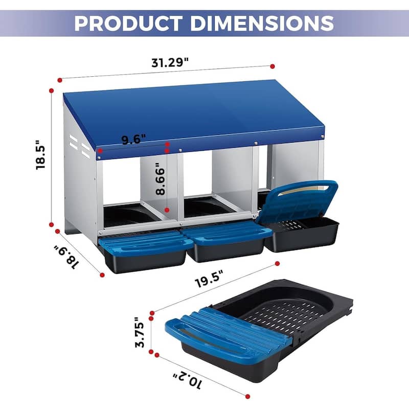 3 Holes Egg-Laying Boxes Nesting Boxes for Chickens Coops