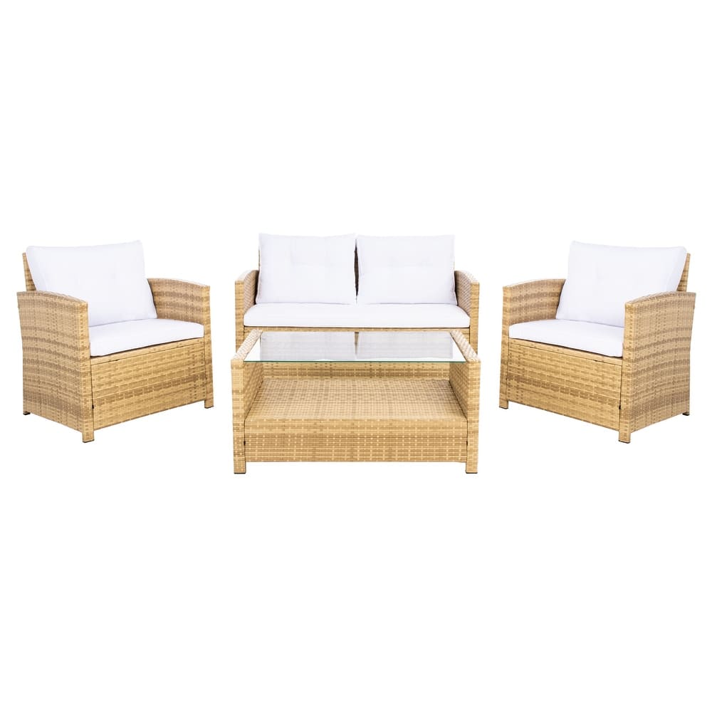 SAFAVIEH Outdoor Eranda 4-Piece Conversation Patio Set - 48W x 30D x 26H