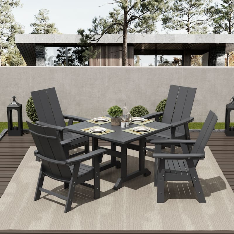 Polytrends Shoreside Hdpe All Weather Outdoor Patio Adirondack Dining Chair (1PC)